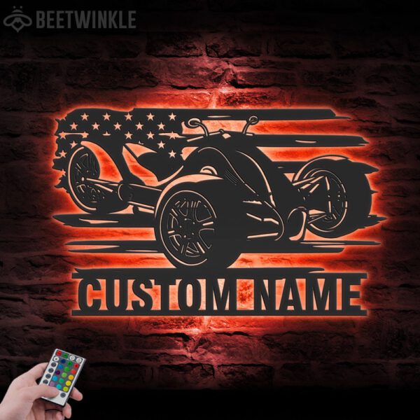 Custom-US-Three-Wheel-Motorcycle-Metal-Wall-Art-LED-Light-7