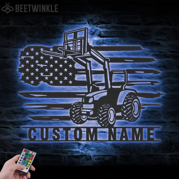 Custom-US-Tractor-Pallet-Fork-Metal-Wall-Art-LED-Light-4