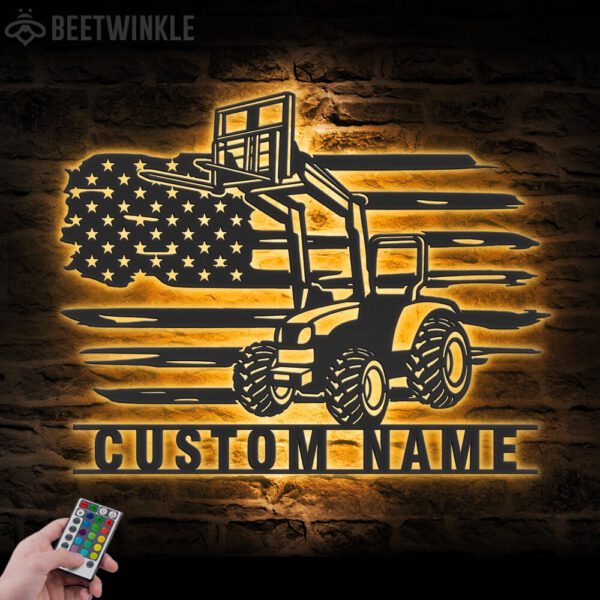 Custom-US-Tractor-Pallet-Fork-Metal-Wall-Art-LED-Light-5