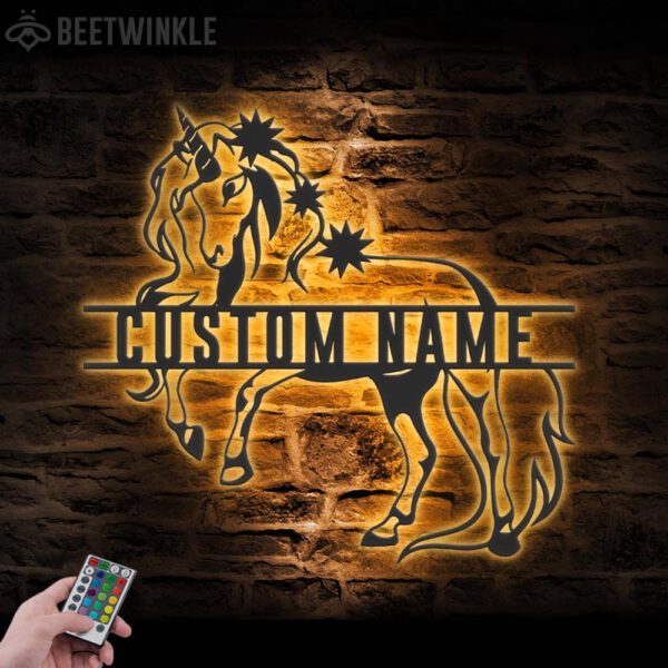 Custom-Unicorn-Metal-Wall-Art-LED-Light