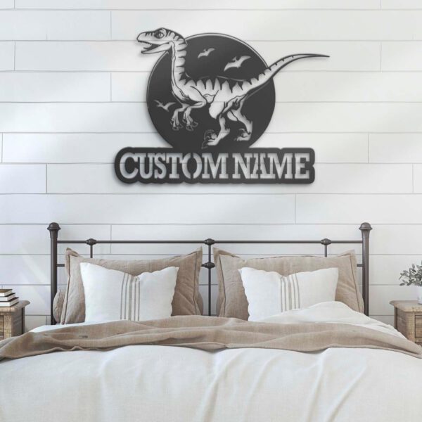 Custom-Velociraptor-Dinosaur-Metal-Wall-Art-LED-Light-3