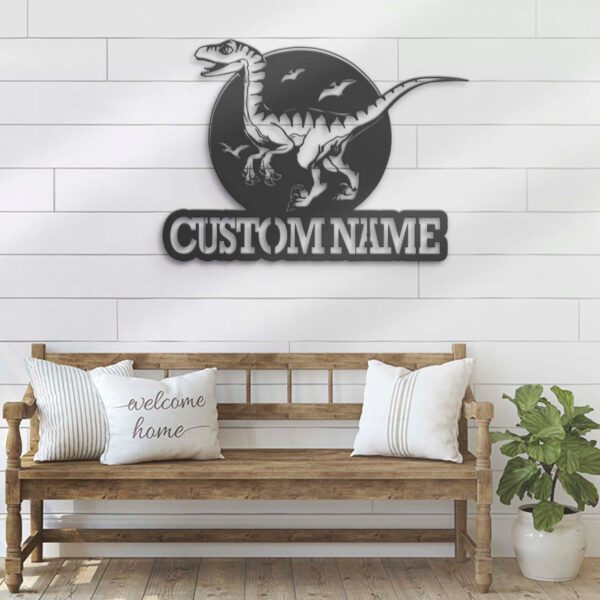 Custom-Velociraptor-Dinosaur-Metal-Wall-Art-LED-Light-4