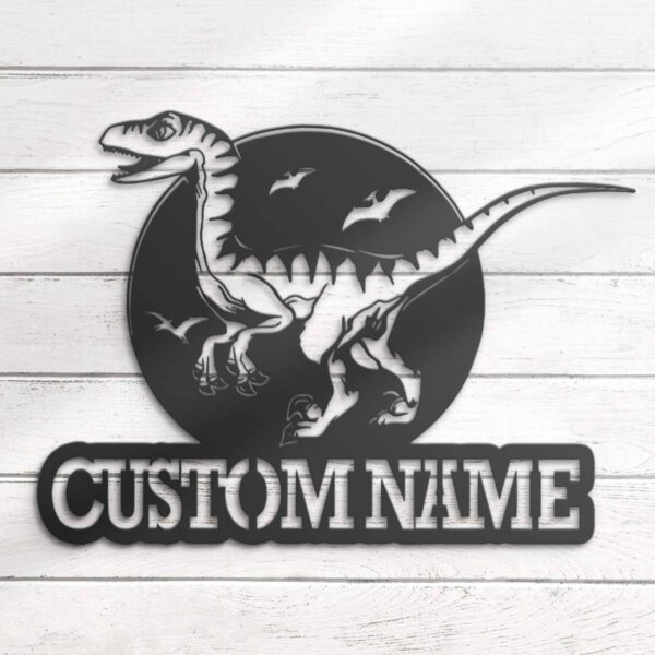 Custom-Velociraptor-Dinosaur-Metal-Wall-Art-LED-Light-5