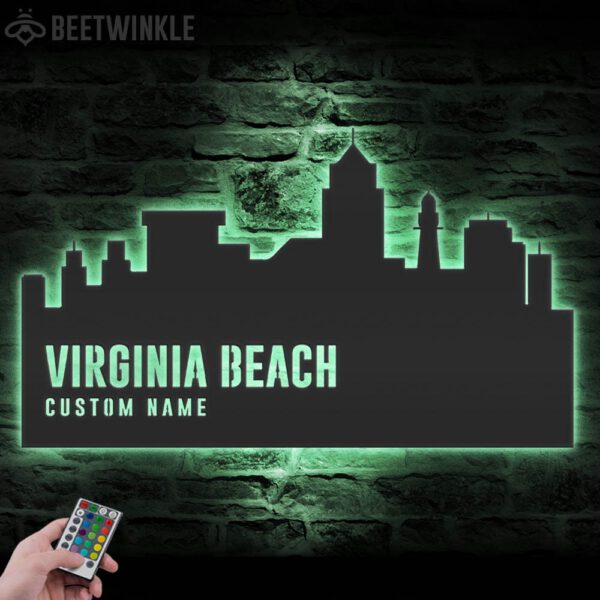 Custom-Virginia-Beach-Skyline-Metal-Wall-Art-LED-Light-4