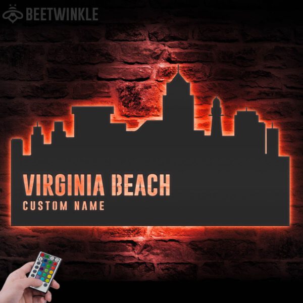 Custom-Virginia-Beach-Skyline-Metal-Wall-Art-LED-Light-5