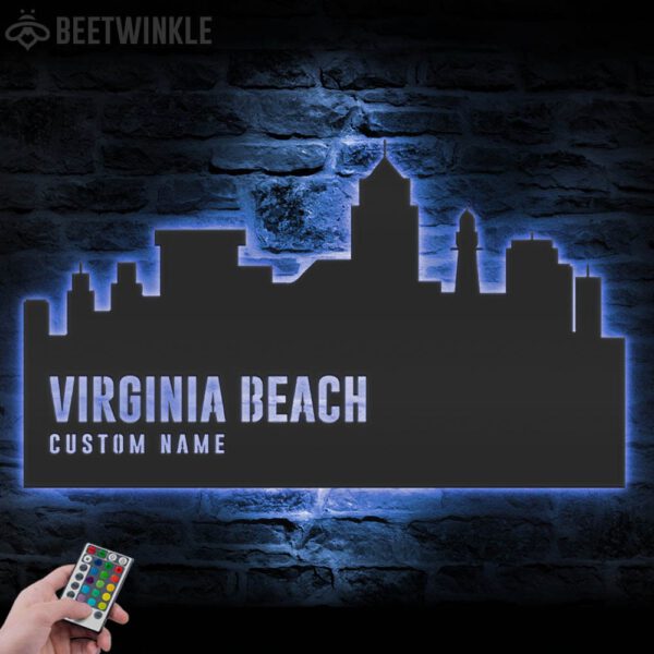 Custom-Virginia-Beach-Skyline-Metal-Wall-Art-LED-Light-8