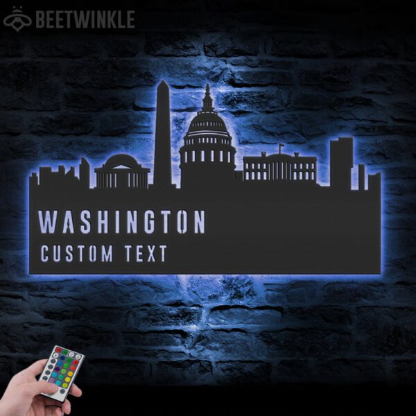 Custom-Washington-Skyline-Metal-Wall-Art-LED-Light-4