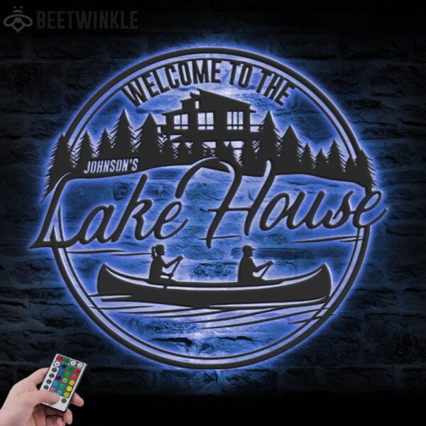 Custom-Welcome-Lake-House-Metal-Wall-Art-LED-Light