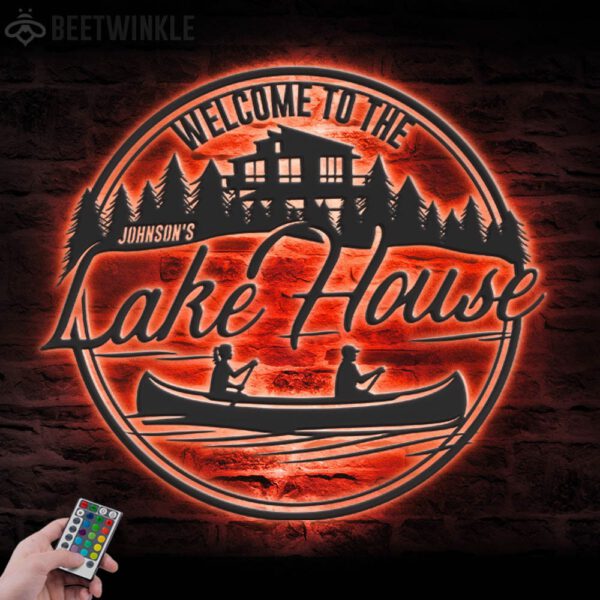 Custom-Welcome-Lake-House-Metal-Wall-Art-LED-Light-7