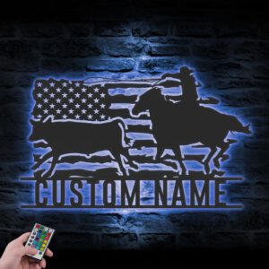 Custom-Western-Cowboy-Cattle-Roping-Metal-Wall-Art-LED-Light-2-1