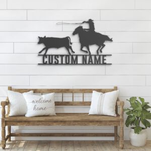 Custom-Western-Cowboy-Cattle-Roping-Metal-Wall-Art-LED-Light-2