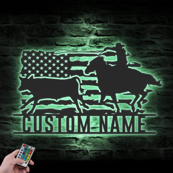 Custom-Western-Cowboy-Cattle-Roping-Metal-Wall-Art-LED-Light-3-1