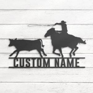 Custom-Western-Cowboy-Cattle-Roping-Metal-Wall-Art-LED-Light-3