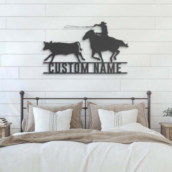 Custom-Western-Cowboy-Cattle-Roping-Metal-Wall-Art-LED-Light