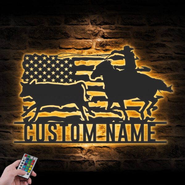 Custom-Western-Cowboy-Cattle-Roping-Metal-Wall-Art-LED-Light-8-1