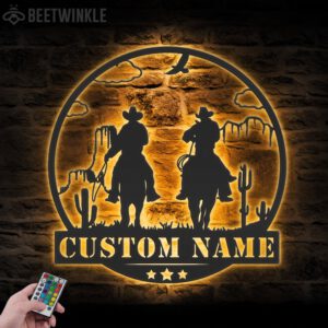 Custom-Western-Cowboy-Texas-Metal-Wall-Art-LED-Light-3