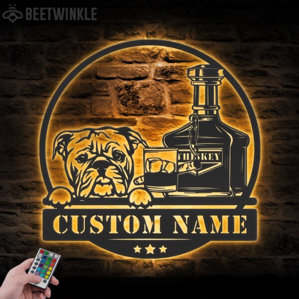 Custom-Whiskey-Cigar-And-Bulldog-Metal-Wall-Art-LED-Light_1