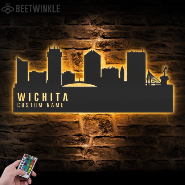 Custom-Wichita-Skyline-Metal-Wall-Art-LED-Light-4