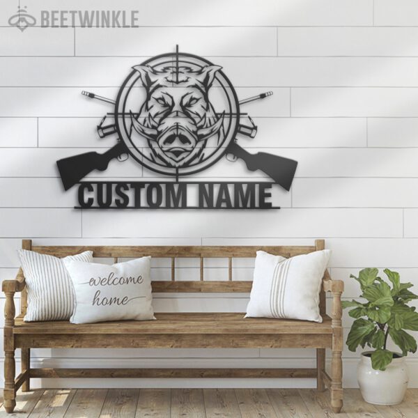 Custom-Wild-Boar-Hunting-Metal-Wall-Art-LED-Light-7