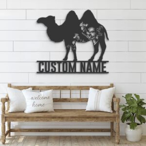 Custom-Wild-Flower-Bactrian-Camel-Metal-Wall-Art-LED-Light-2