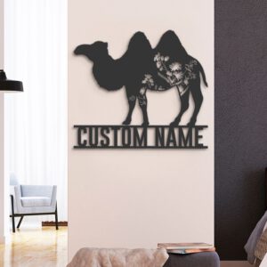 Custom-Wild-Flower-Bactrian-Camel-Metal-Wall-Art-LED-Light-3