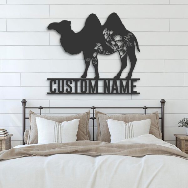 Custom-Wild-Flower-Bactrian-Camel-Metal-Wall-Art-LED-Light-8