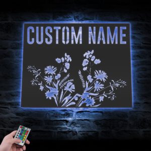 Custom-Wild-Flower-Colorado-State-Metal-Wall-Art-LED-Light-2