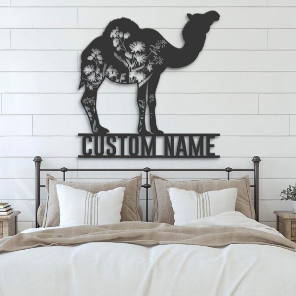 Custom-Wild-Flower-Dromedary-Camel-Metal-Wall-Art-LED-Light-2