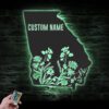 Custom-Wild-Flower-Georgia-State-Metal-Wall-Art-LED-Light