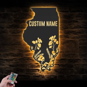 Custom-Wild-Flower-Illinois-State-Metal-Wall-Art-LED-Light-3