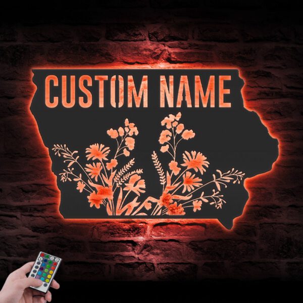 Custom-Wild-Flower-Iowa-State-Metal-Wall-Art-LED-Light-3