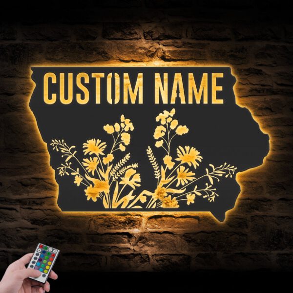 Custom-Wild-Flower-Iowa-State-Metal-Wall-Art-LED-Light-6