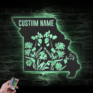 Custom-Wild-Flower-Missouri-State-Metal-Wall-Art-LED-Light-3