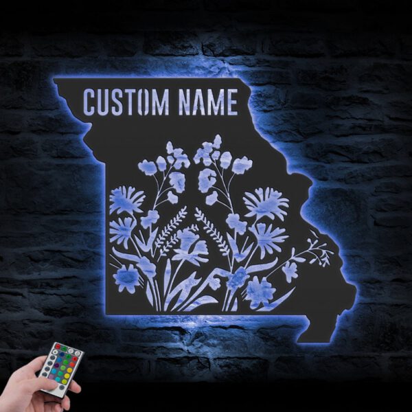 Custom-Wild-Flower-Missouri-State-Metal-Wall-Art-LED-Light