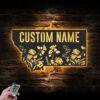 Custom-Wild-Flower-Montana-State-Metal-Wall-Art-LED-Light