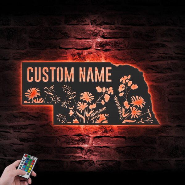 Custom-Wild-Flower-Nebraska-State-Metal-Wall-Art-LED-Light-2