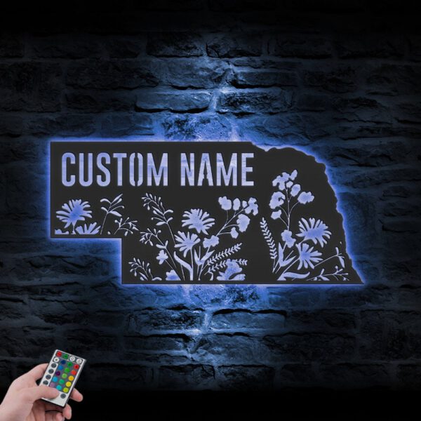 Custom-Wild-Flower-Nebraska-State-Metal-Wall-Art-LED-Light-3