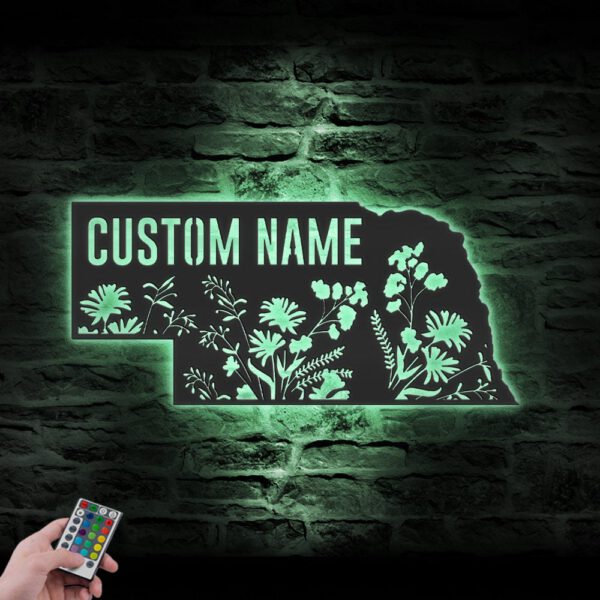 Custom-Wild-Flower-Nebraska-State-Metal-Wall-Art-LED-Light