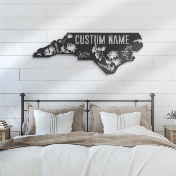 Custom-Wild-Flower-North-Carolina-State-Metal-Wall-Art-LED-Light-7