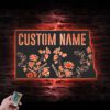 Custom-Wild-Flower-North-Dakota-State-Metal-Wall-Art-LED-Light-3