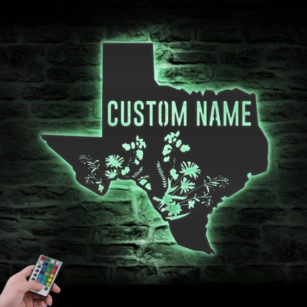 Custom-Wild-Flower-Texas-State-Metal-Wall-Art-LED-Light