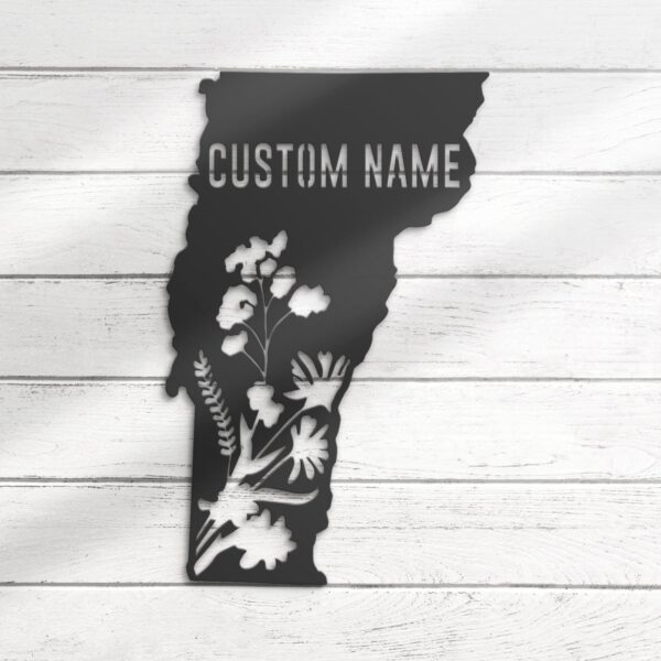 Custom-Wild-Flower-Vermont-Map-Metal-Wall-Art-LED-Light-3