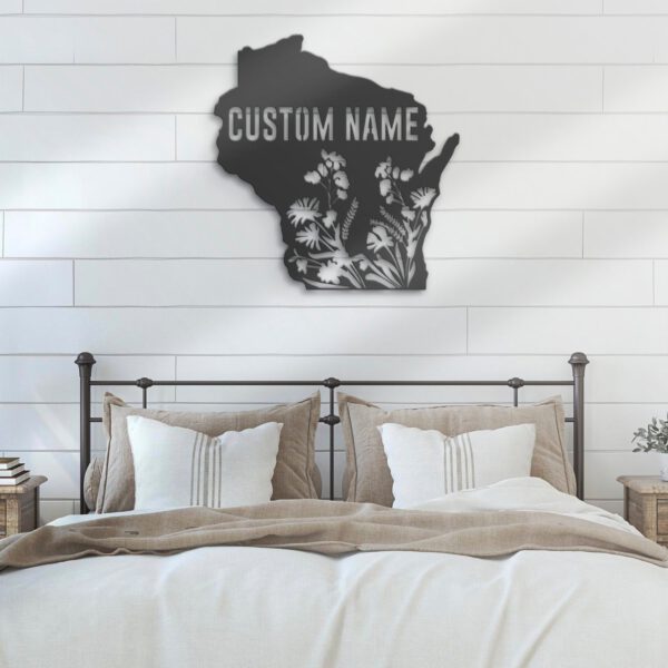 Custom-Wild-Flower-Wisconsin-State-Metal-Wall-Art-LED-Light-2