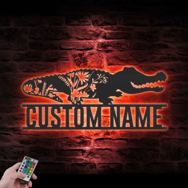 Custom-WildFlower-Alligator-Metal-Wall-Art-LED-Light-5-1