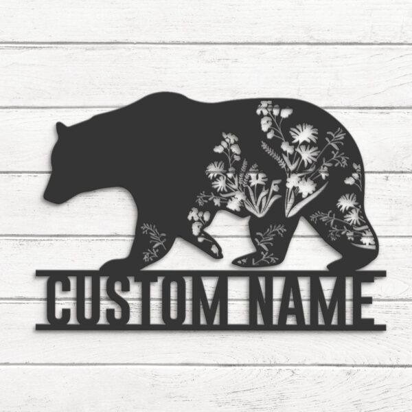 Custom-WildFlower-Bear-Metal-Wall-Art-LED-Light-4