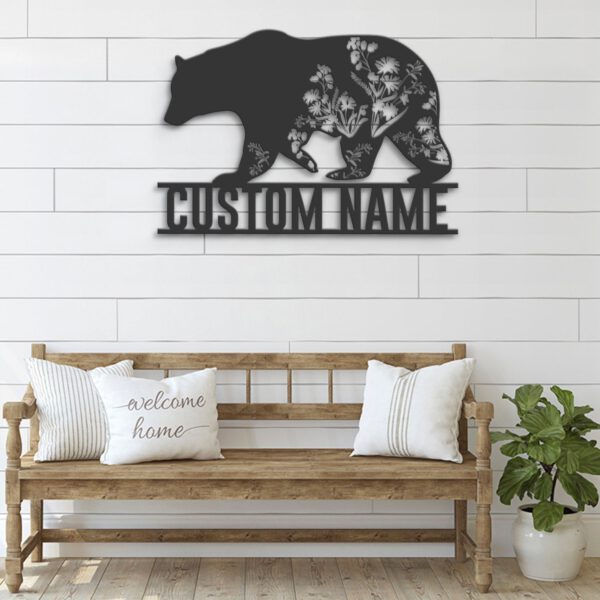 Custom-WildFlower-Bear-Metal-Wall-Art-LED-Light-8