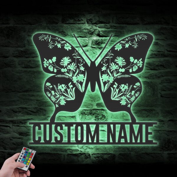 Custom-WildFlower-Butterfly-Metal-Wall-Art-LED-Light-5