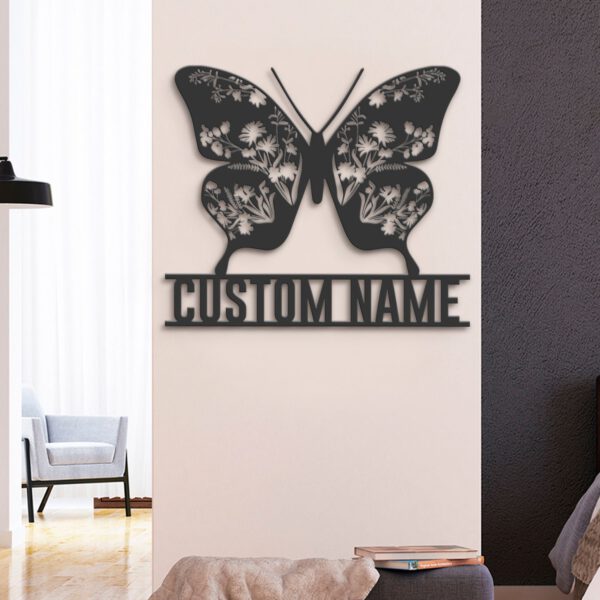 Custom-WildFlower-Butterfly-Metal-Wall-Art-LED-Light-7