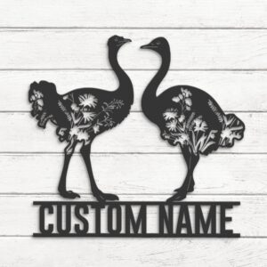 Custom-WildFlower-Couple-Ostrich-Metal-Wall-Art-LED-Light-3