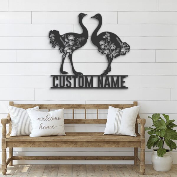 Custom-WildFlower-Couple-Ostrich-Metal-Wall-Art-LED-Light-8